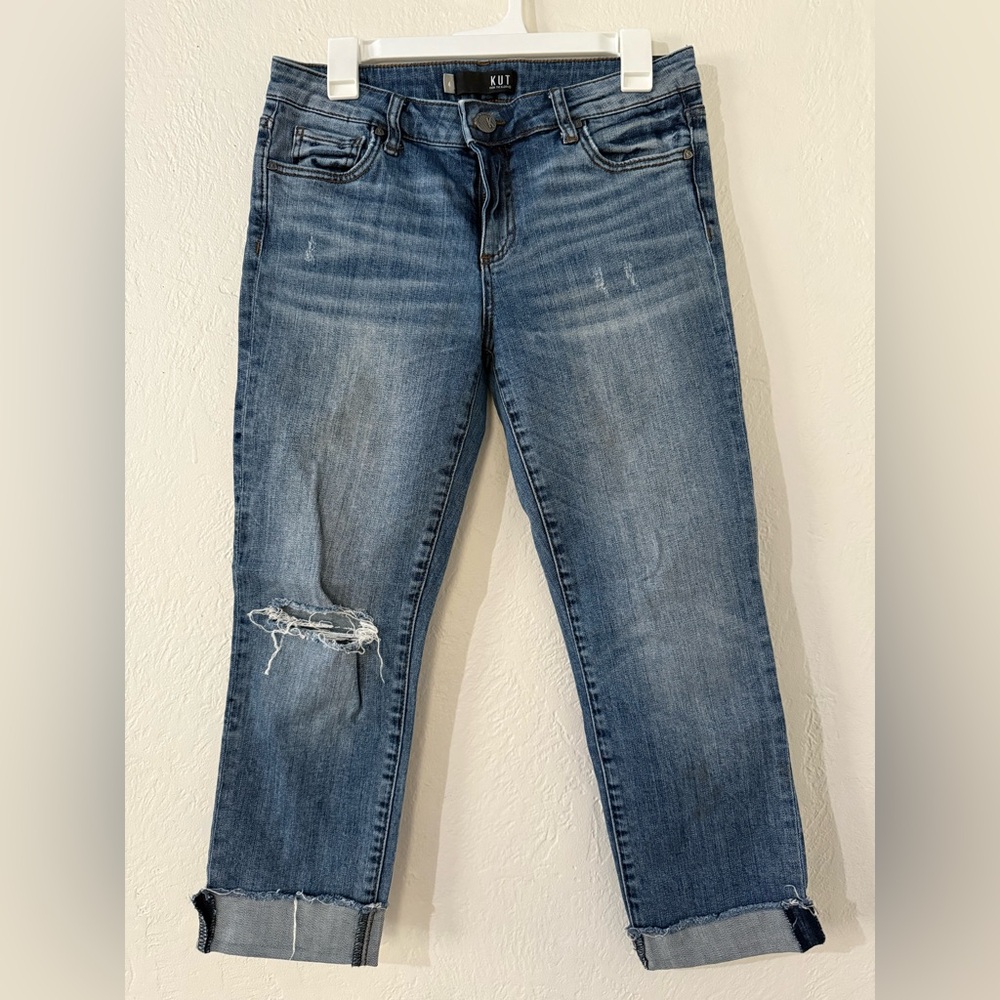 Kut from the Kloth Blue Distressed Straight Leg Jeans